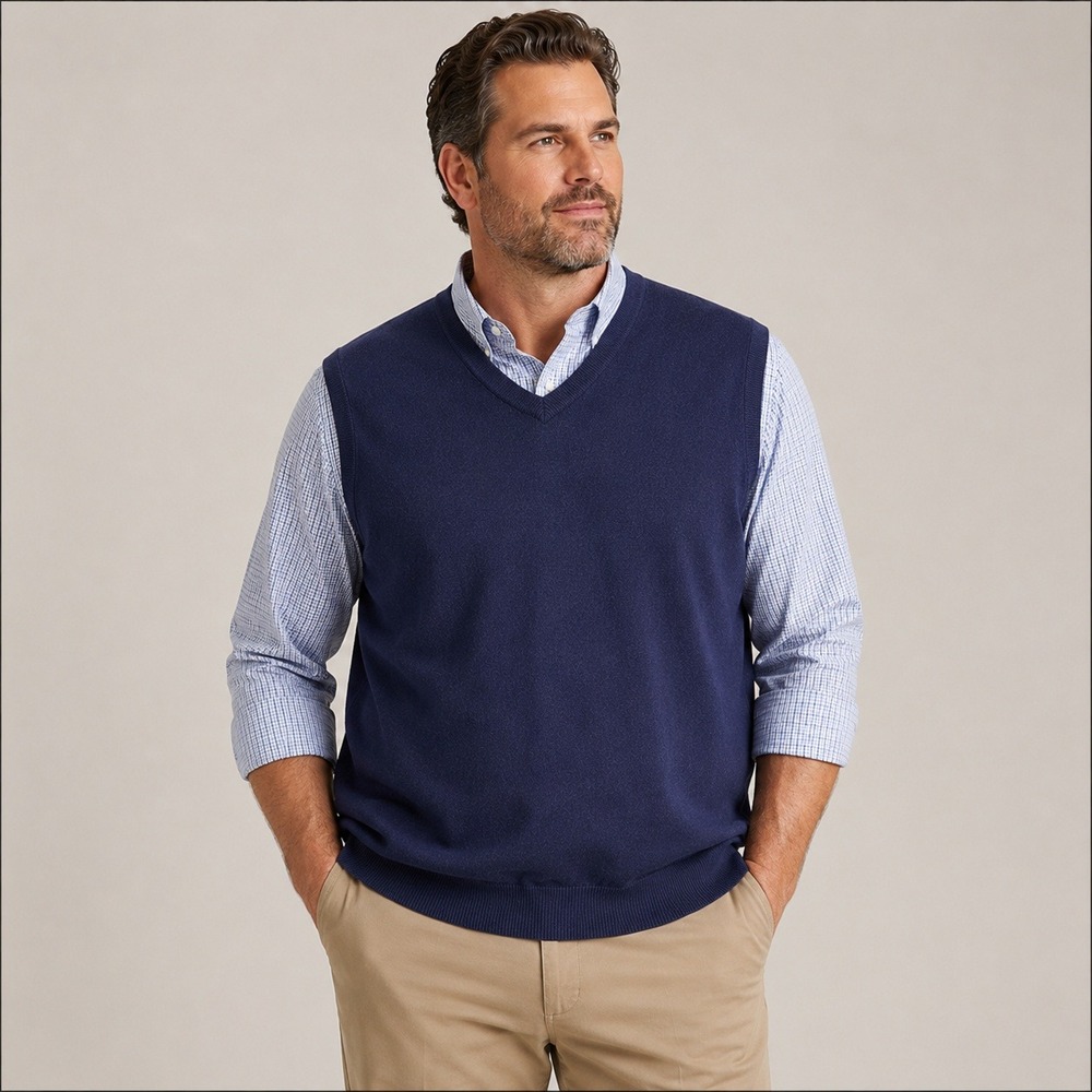Pendleton 100% Merino Wool Sweater Vest Men's XXL Navy Blue V Neck Classic